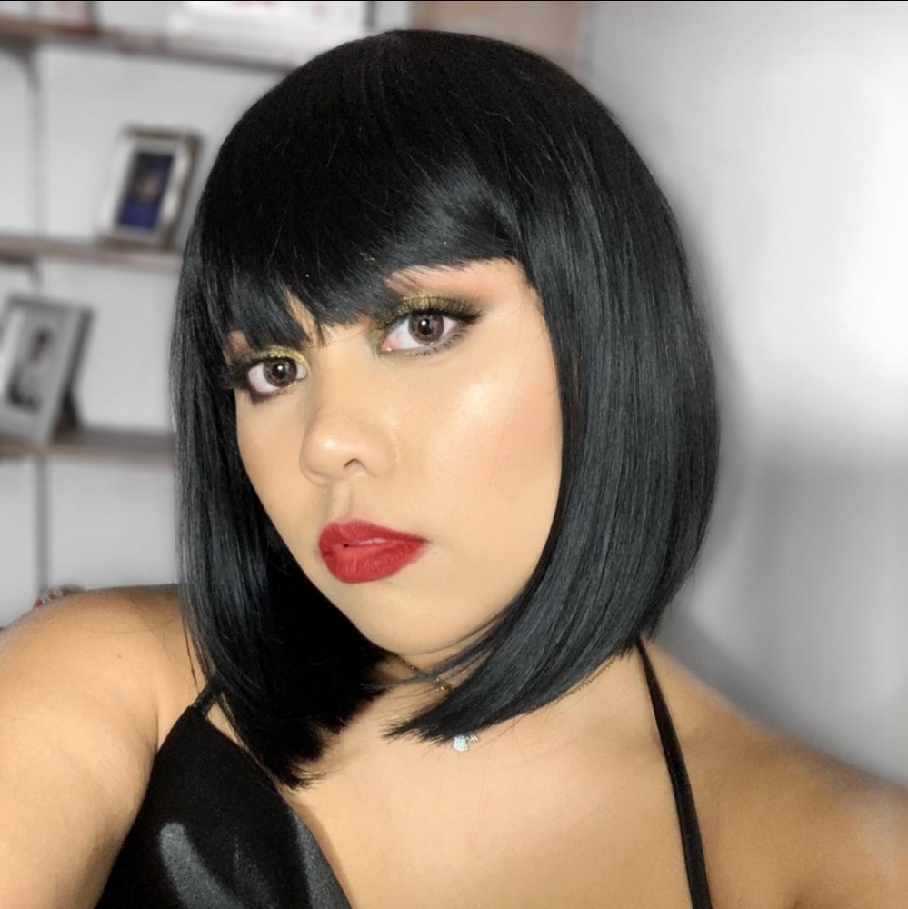 🆕️ Kalyss Yaki Black Short Bob Wig With Bangs Synthetic - Picture 3 of 12